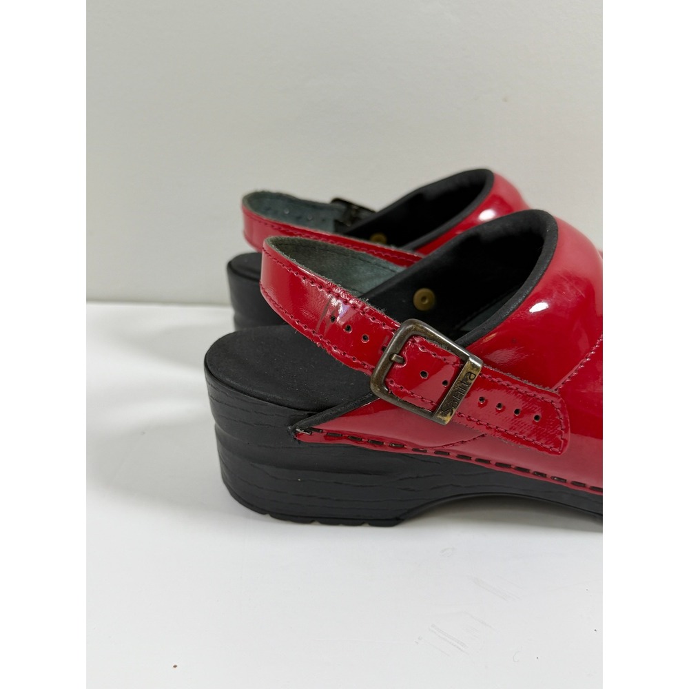 Sanita Estelle Convertible Slingback 40-US 9 Red Patent Leather Work Clogs - Picture 3 of 11